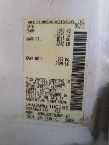 Photo 10 from auction – 2012 NISSAN ALTIMA BAS with VIN 1N4AL2AP9CC100285