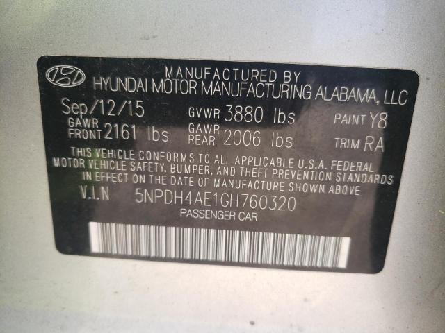 Photo 10 from auction – 2016 HYUNDAI ELANTRA SE with VIN 5NPDH4AE1GH760320