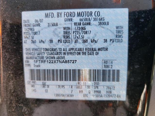 Photo 10 from auction – 2007 FORD F150 with VIN 1FTRF122X7NA85727