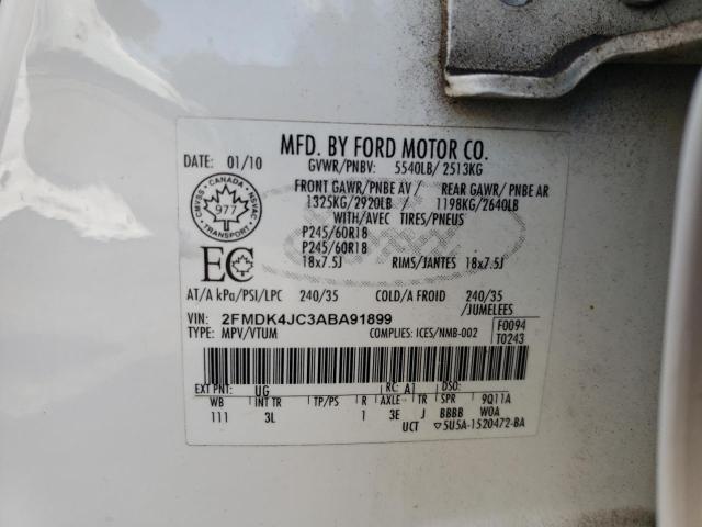 Photo 10 from auction – 2010 FORD EDGE SEL with VIN 2FMDK4JC3ABA91899
