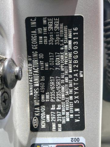 Photo 10 from auction – 2011 KIA SORENTO with VIN 5XYKTCA12BG003116