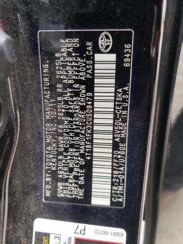 Photo 10 from auction – 2012 TOYOTA CAMRY BASE with VIN 4T1BF1FK3CU509479