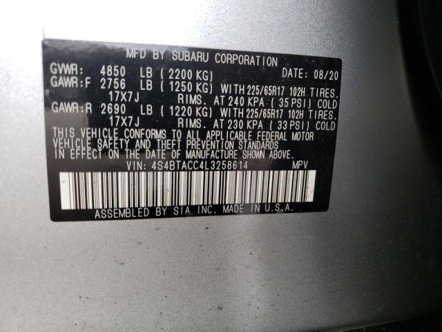 Photo 10 from auction – 2020 SUBARU OUTBACK PR with VIN 4S4BTACC4L3258614