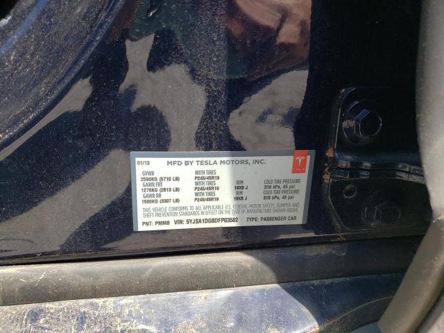 Photo 10 from auction – 2013 TESLA MODEL S with VIN 5YJSA1DG8DFP03582
