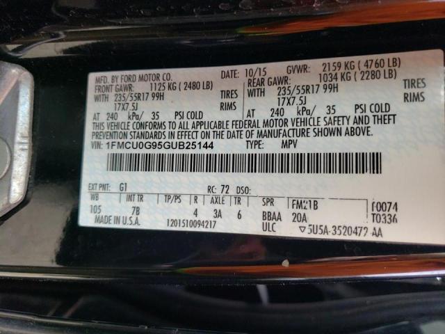 Photo 10 from auction – 2016 FORD ESCAPE SE with VIN 1FMCU0G95GUB25144