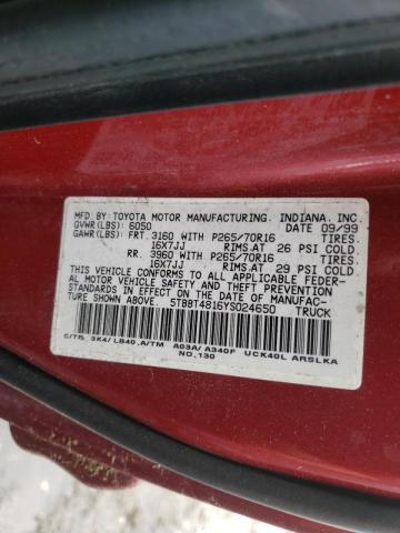 Photo 10 from auction – 2000 TOYOTA TUNDRA ACC with VIN 5TBBT4816YS024650