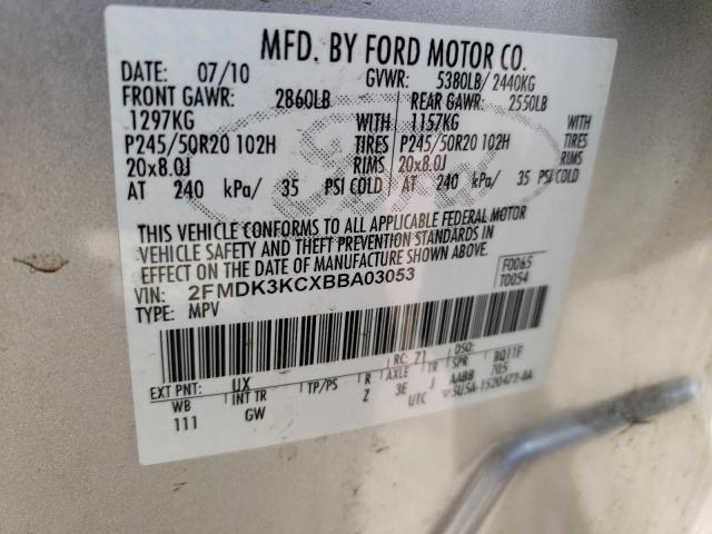 Photo 10 from auction – 2011 FORD EDGE LIMIT with VIN 2FMDK3KCXBBA03053