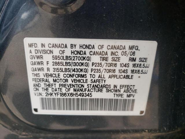 Photo 10 from auction – 2006 HONDA PILOT EX with VIN 2HKYF186X6H549345