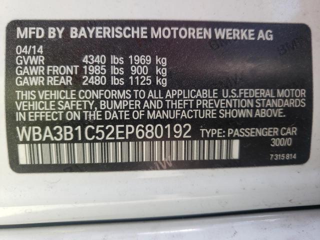 Photo 10 from auction – 2014 BMW 320 I with VIN WBA3B1C52EP680192