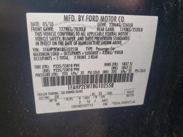 Foto 10 de la subasta – 2011 FORD TAURUS SEL con VIN 1FAHP2EW1BG102558