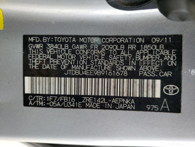 Photo 10 from auction – 2011 TOYOTA COROLLA BA with VIN JTDBU4EE9B9161678
