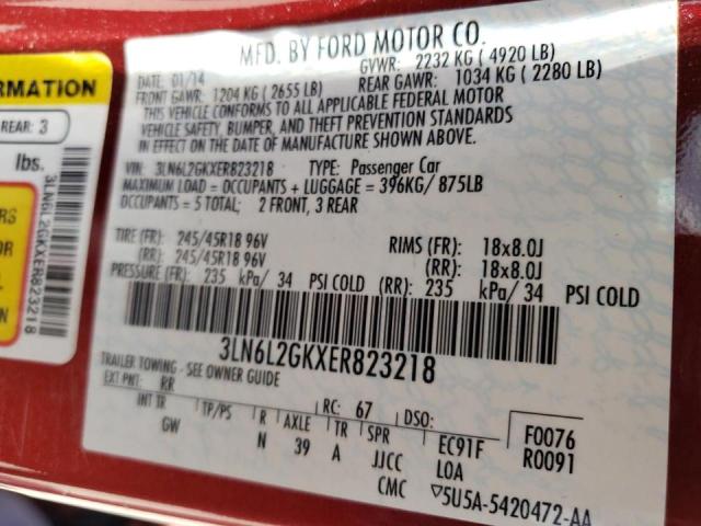 Photo 10 from auction – 2014 LINCOLN MKZ with VIN 3LN6L2GKXER823218