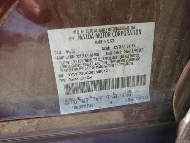 Photo 10 from auction – 2006 MAZDA 6 I with VIN 1YVFP80C265M60121