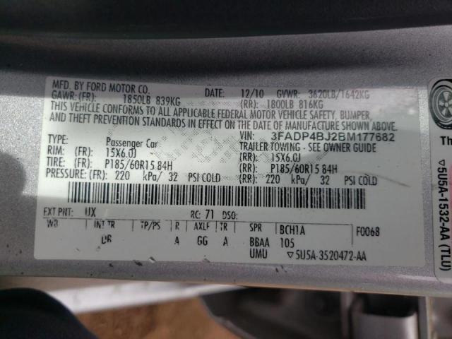 Photo 10 from auction – 2011 FORD FIESTA SE with VIN 3FADP4BJ2BM177682