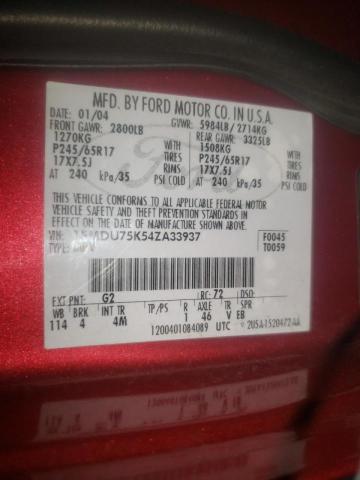 Photo 10 from auction – 2004 FORD EXPLORER L with VIN 1FMDU75K54ZA33937