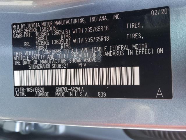 Photo 10 from auction – 2020 TOYOTA HIGHLANDER with VIN 5TDHZRAHXLS008321