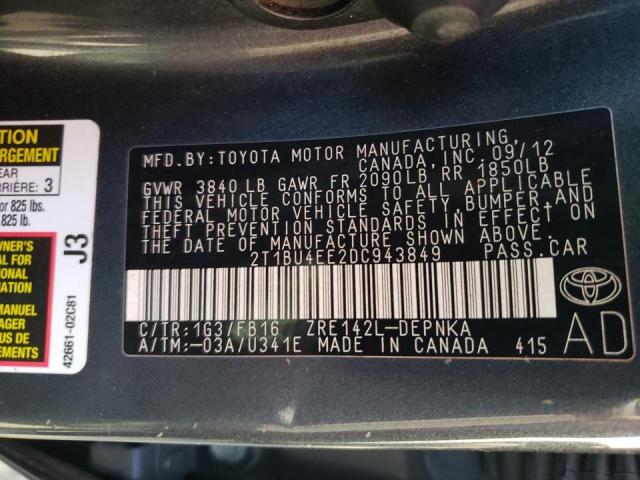 Photo 10 from auction – 2013 TOYOTA COROLLA BA with VIN 2T1BU4EE2DC943849