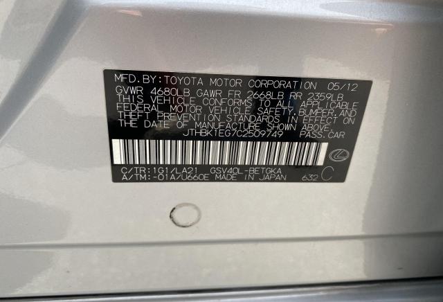 Photo 10 from auction – 2012 LEXUS ES 350 with VIN JTHBK1EG7C2509749