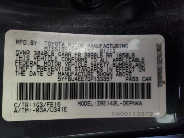 Photo 10 from auction – 2013 TOYOTA COROLLA BA with VIN 5YFBU4EE7DP133357
