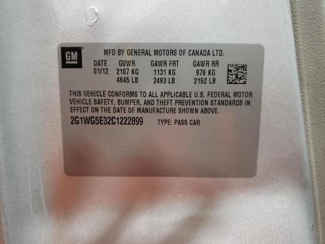 Photo 10 from auction – 2012 CHEVROLET IMPALA LT with VIN 2G1WG5E32C1222899