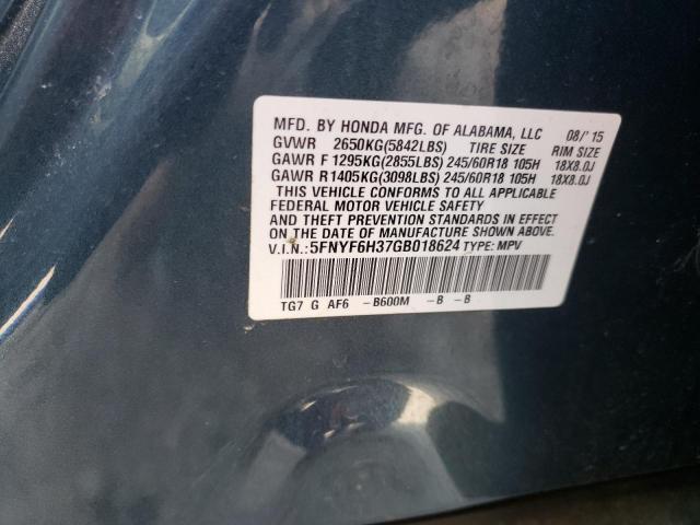 Photo 10 from auction – 2016 HONDA PILOT EX with VIN 5FNYF6H37GB018624