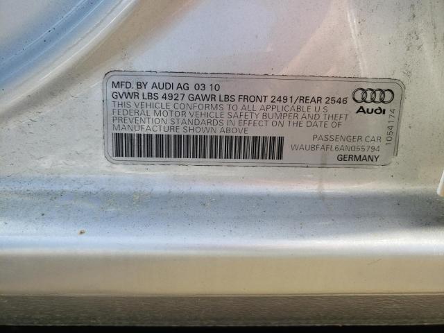 Photo 10 from auction – 2010 AUDI A4 PREMIUM with VIN WAUBFAFL6AN055794