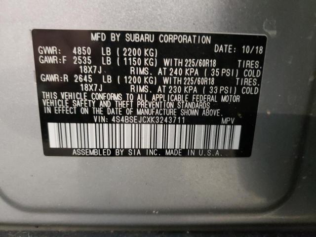 Photo 10 from auction – 2019 SUBARU OUTBACK 3. with VIN 4S4BSEJCXK3243711