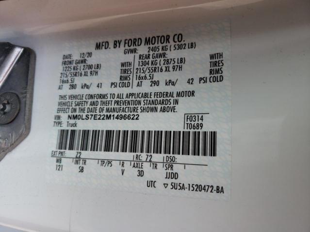 Photo 10 from auction – 2021 FORD TRANSIT CO with VIN NM0LS7E22M1496622