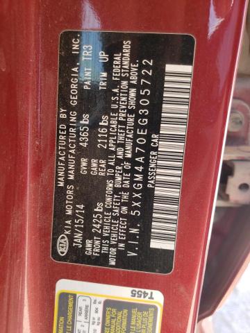Photo 10 from auction – 2014 KIA OPTIMA LX with VIN 5XXGM4A70EG305722