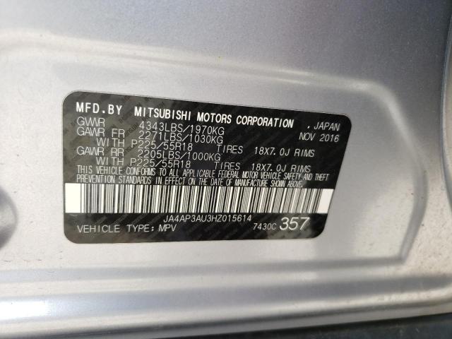 Photo 10 from auction – 2017 MITSUBISHI OUTLANDER with VIN JA4AP3AU3HZ015614