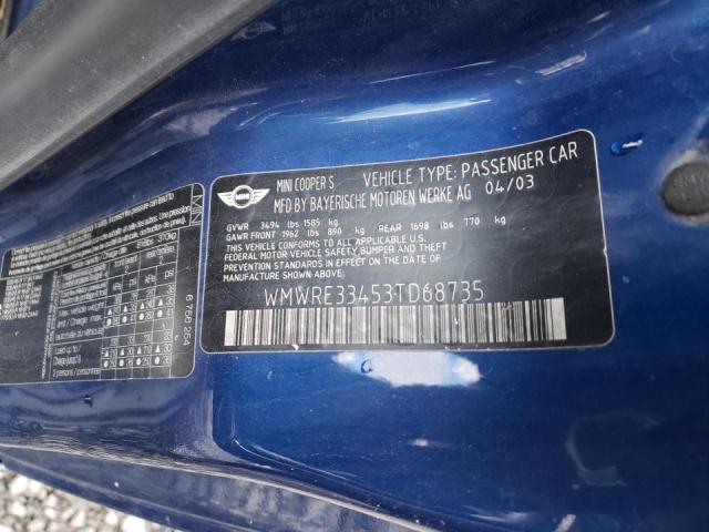 Photo 10 from auction – 2003 MINI COOPER S with VIN WMWRE33453TD68735