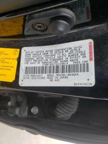 Photo 10 from auction – 2003 LEXUS ES 300 with VIN JTHBF30G730109614