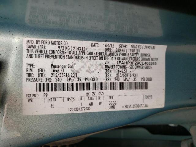 Photo 10 from auction – 2012 FORD FOCUS SE with VIN 1FAHP3F29CL405369