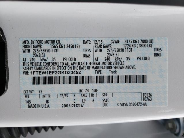 Photo 10 from auction – 2016 FORD F150 SUPER with VIN 1FTEW1EF2GKD33452