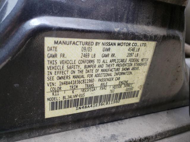 Photo 10 from auction – 2006 NISSAN MAXIMA SE with VIN 1N4BA41E36C811960