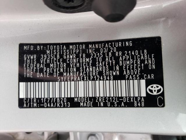 Photo 10 from auction – 2020 TOYOTA COROLLA LE with VIN 5YFEPRAEXLP124948