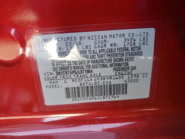 Photo 10 from auction – 2018 NISSAN VERSA S with VIN 3N1CN7AP6JL871964