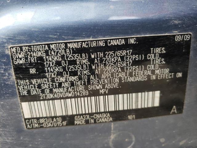 Photo 10 from auction – 2010 TOYOTA RAV4 LIMIT with VIN 2T3DK4DV0AW014289