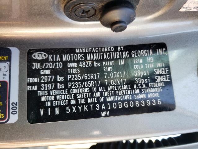 Photo 10 from auction – 2011 KIA SORENTO BA with VIN 5XYKT3A10BG083936