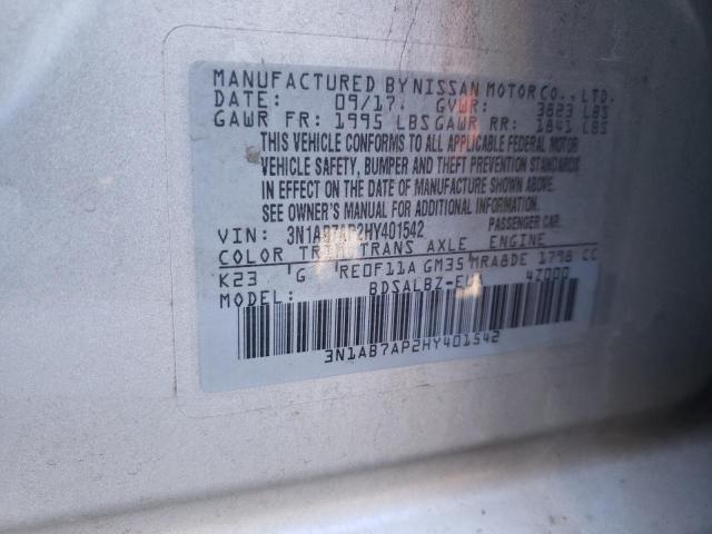 Photo 10 from auction – 2017 NISSAN SENTRA S with VIN 3N1AB7AP2HY401542