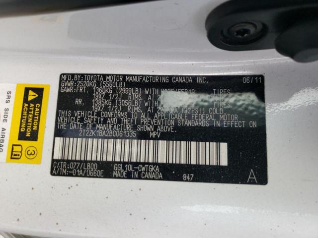 Photo 10 from auction – 2011 LEXUS RX 350 with VIN 2T2ZK1BA2BC061335