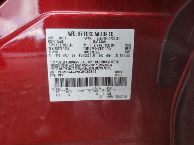 Photo 10 from auction – 2016 FORD EDGE SPORT with VIN 2FMPK4AP9GBC63619