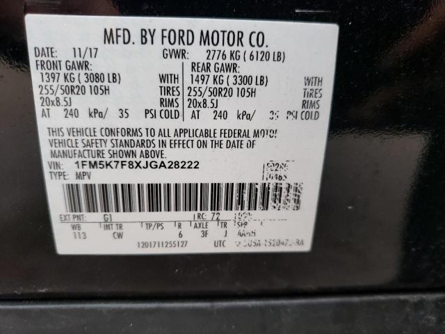 Photo 10 from auction – 2018 FORD EXPLORER L with VIN 1FM5K7F8XJGA28222