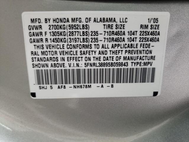 Photo 10 from auction – 2005 HONDA ODYSSEY TO with VIN 5FNRL38895B059843