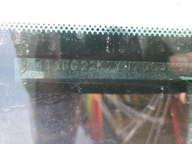 Photo 10 from auction – 2000 TOYOTA CAMRY with VIN 4T1BG22K7YU756326