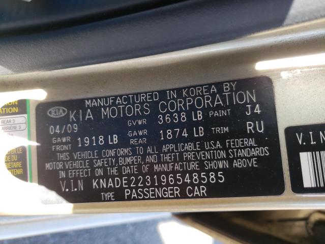 Photo 10 from auction – 2009 KIA RIO with VIN KNADE223196548585