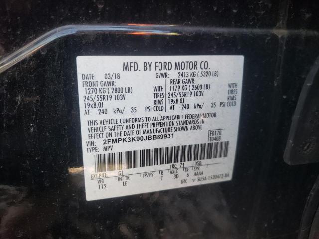 Photo 10 from auction – 2018 FORD EDGE TITAN with VIN 2FMPK3K90JBB89931