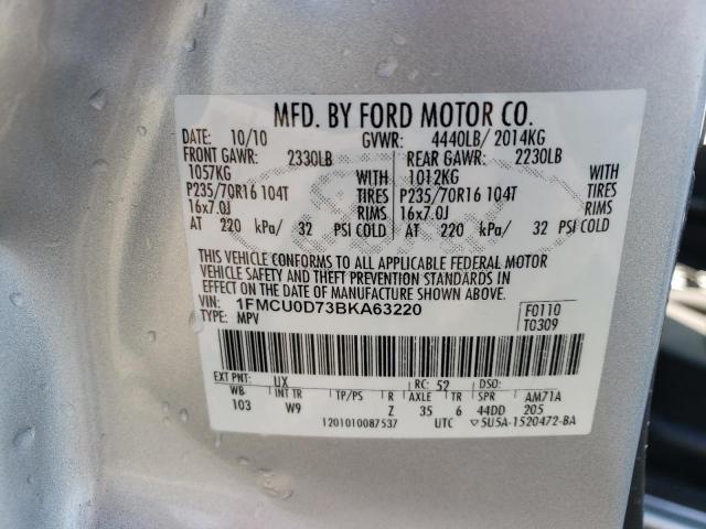 Photo 10 from auction – 2011 FORD ESCAPE XLT with VIN 1FMCU0D73BKA63220