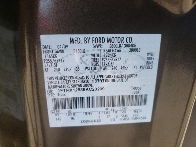 Photo 10 from auction – 2009 FORD F150 SUPER with VIN 1FTRX12839KC23209
