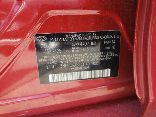 Photo 10 from auction – 2012 HYUNDAI SONATA SE with VIN 5NPEC4AB4CH407900